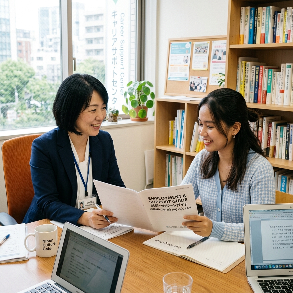やさしい日本語での就業相談の様子